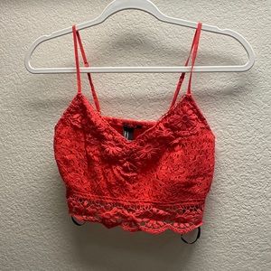 Coral crop top eyelet